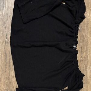 Bershka Black Ribbed Off-Shoulder Crop Top